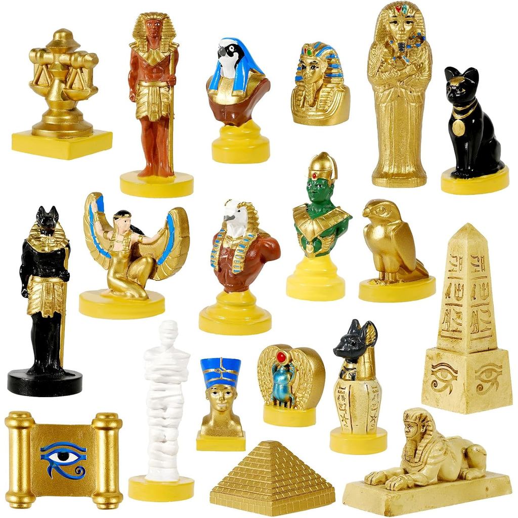 Bộ 19 Bức Tượng Ai Cập Cổ Ai Cập Trang Trí Ai Cập Cổ Đại Kim Tự Tháp Xác ướp Pharaoh Anubis Tượng Ai