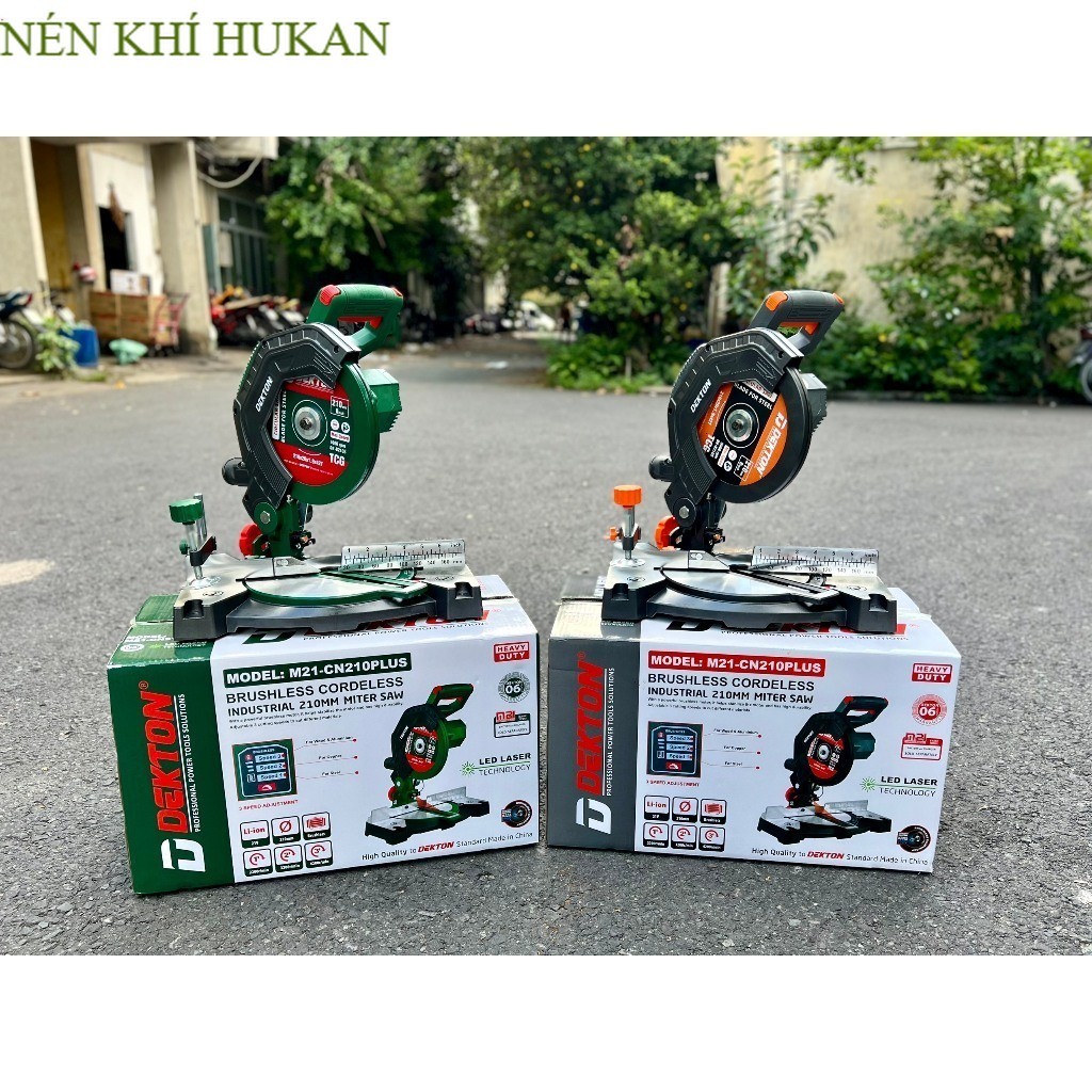 Nén Khí HUKAN Máy Cắt Đa Năng 210mm dùng Pin 21V Dekton M21-CN210PLUS , cắt nghiêng 45°,  3 tốc độ