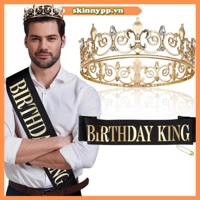 Skin Prom King Queen Sash Birthday King Crowns Set dành cho nam Đảng Cung cấp lễ kỷ niệm