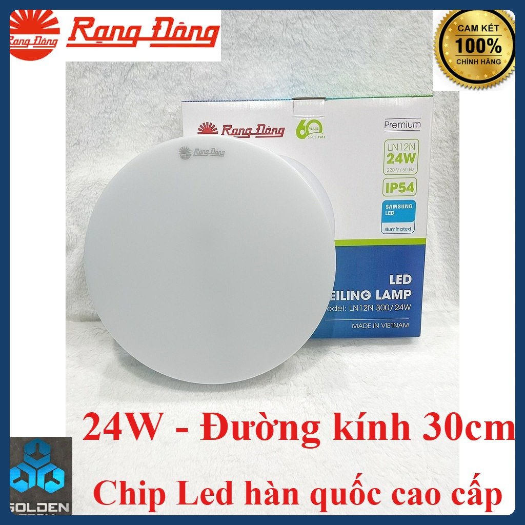 (Rạng Đông) Đèn Led ốp nổi trần Hình Tròn tràn viền 24W Size 300x300mm Siêu Sáng Model LN12N