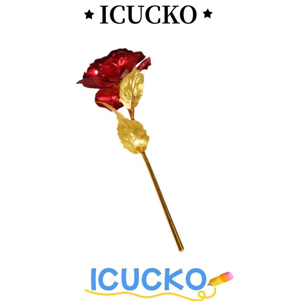 IUCKO Hoa Hồng Vàng, Hoa Hồng Lá Vàng Vàng Đỏ, Thời Trang Tinh Tế Nhựa Nhân Tạo Hoa Hồng Hoa Hồng Tr