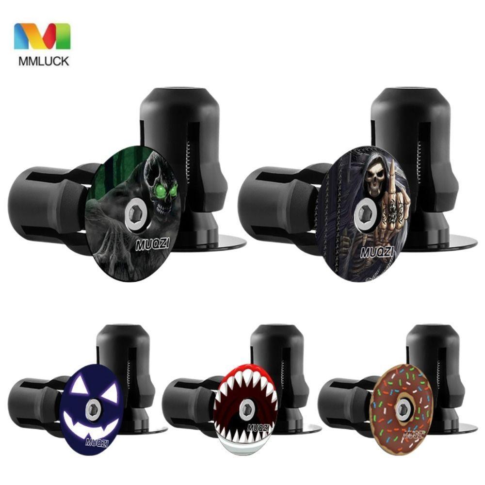 MMLUCK 1 Cặp Đầu Cắm Xe Đạp, Nắp Cuối Tay Lái Xe Đạp Hợp Kim Nhôm Nhẹ, Totem Cá Tính CNC Chắc Chắn T