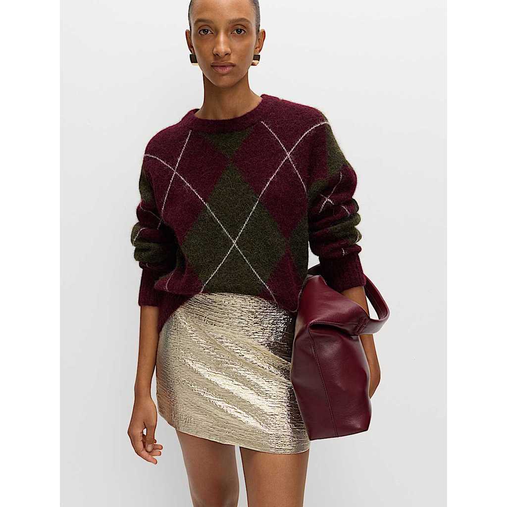 M&S - Skirt Women  - Metallic Textured Mini Column Skirt - GOLD