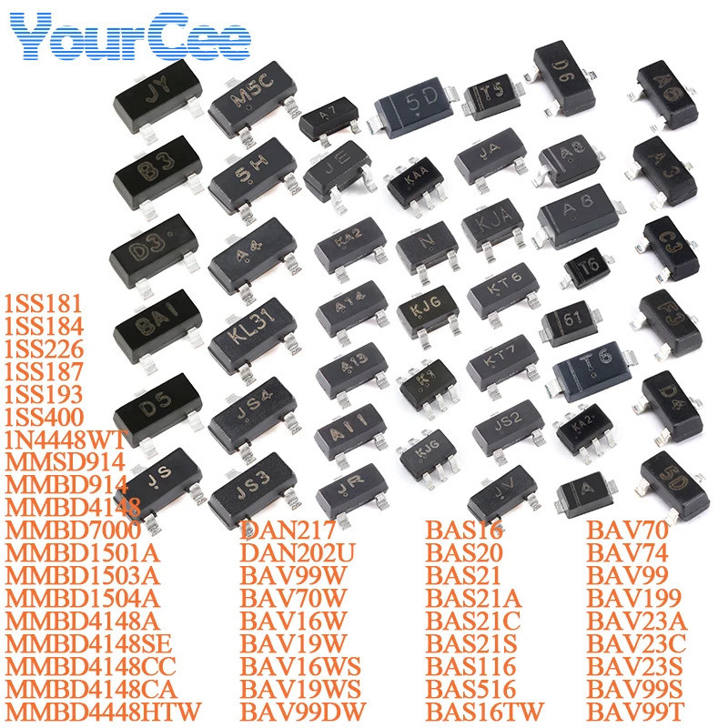 100 Chiếc BAV199 JY BAS16 A6 SOT-23 SMD Switch Diode Chip 1SS181 1SS184 1SS226 1SS187 1SS193 DAN217 