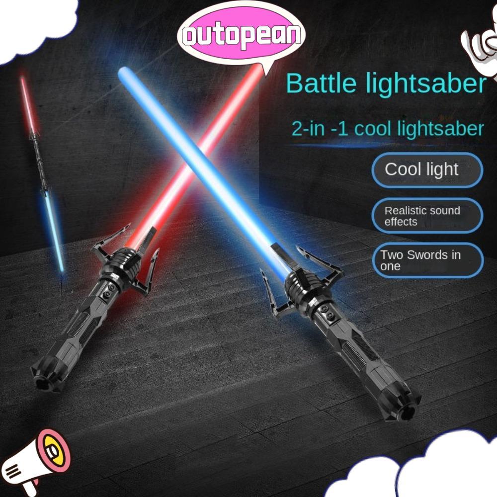 OUTOPEAN Nhựa Thanh Kiếm Đồ Chơi Mở Rộng Cần Laser Ngôi Sao Ánh Sáng Thanh Kiếm 2 Màu Phát Sáng Huỳn