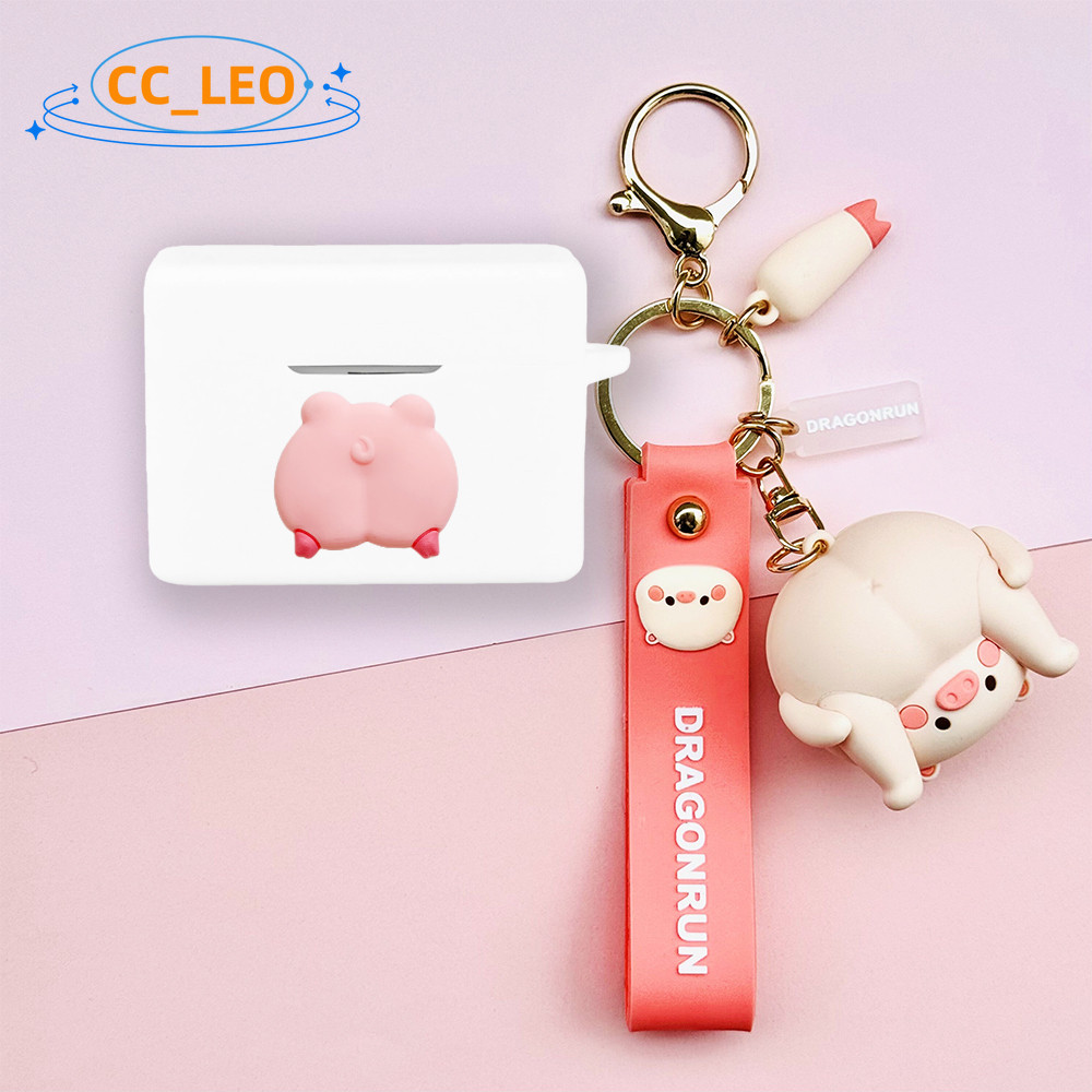 For MoonDrop Golden Ages 2 Case Silicone Soft Case Cute Panda Cartoon Piggy Keychain Pendant Suitabl