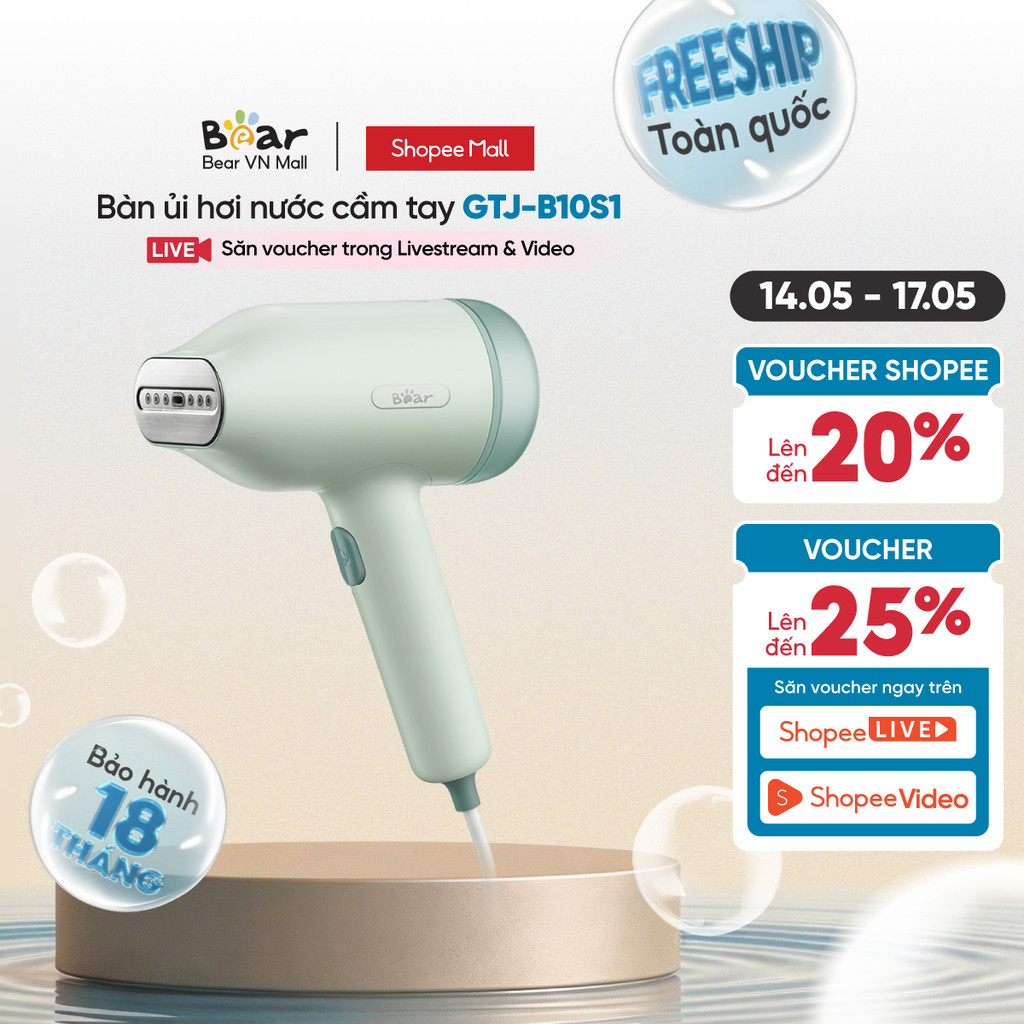 Bàn ủi hơi nước cầm tay Bear GTJ-B10S1 - Hàng chính hãng - Bảo hành 18 tháng