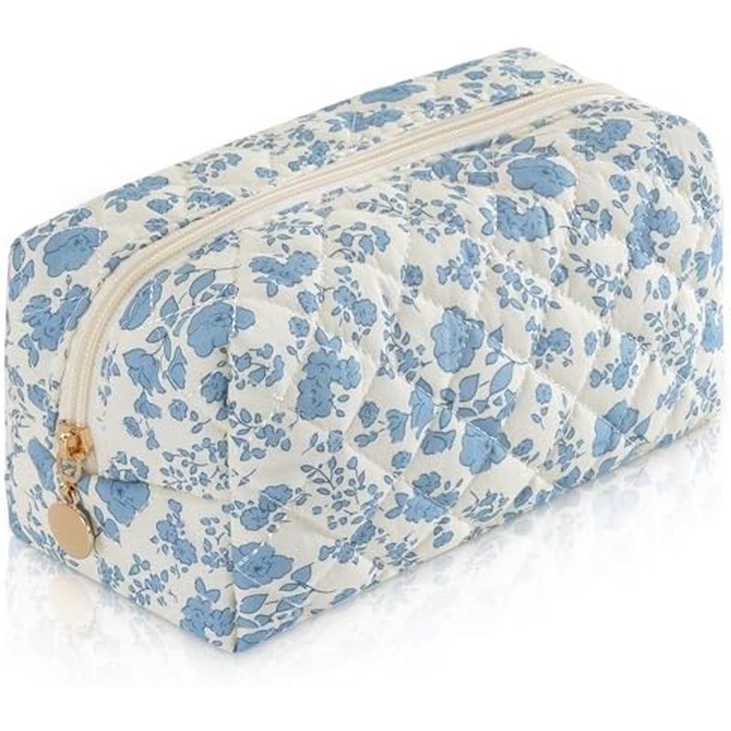 c Bags Cute Quilted Cotton Makeup Pouch for Purse Emergency Bag for School Floral Pencil Case Access