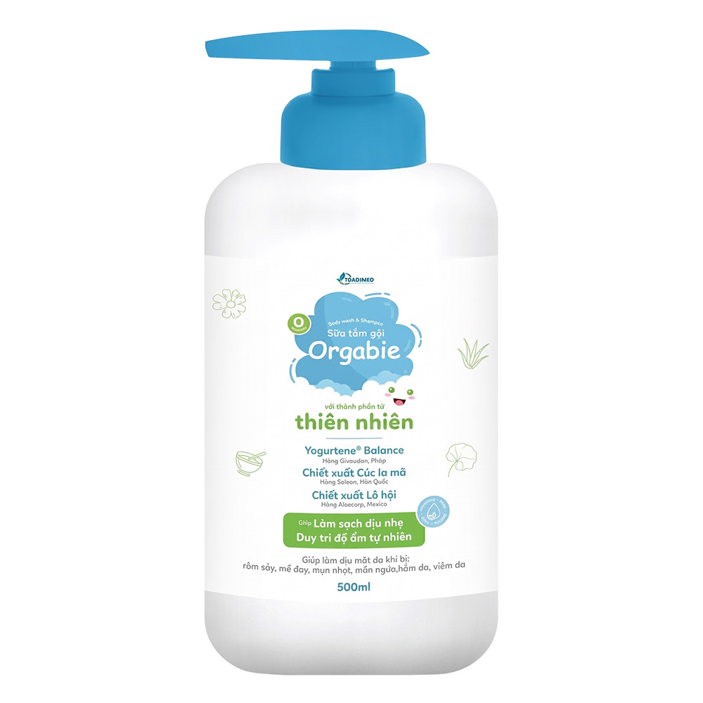 Sữa tắm gội Orgabie cho bé 500ml (Từ sơ sinh)
