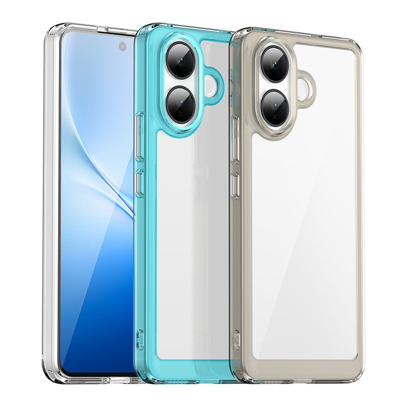 Ốp Lưng Trong Suốt Cứng PC Ốp Lưng Điện Thoại Vivo iQOO Z10R Kẹo Màu Khung TPU Silicon Chống Sốc Ốp 