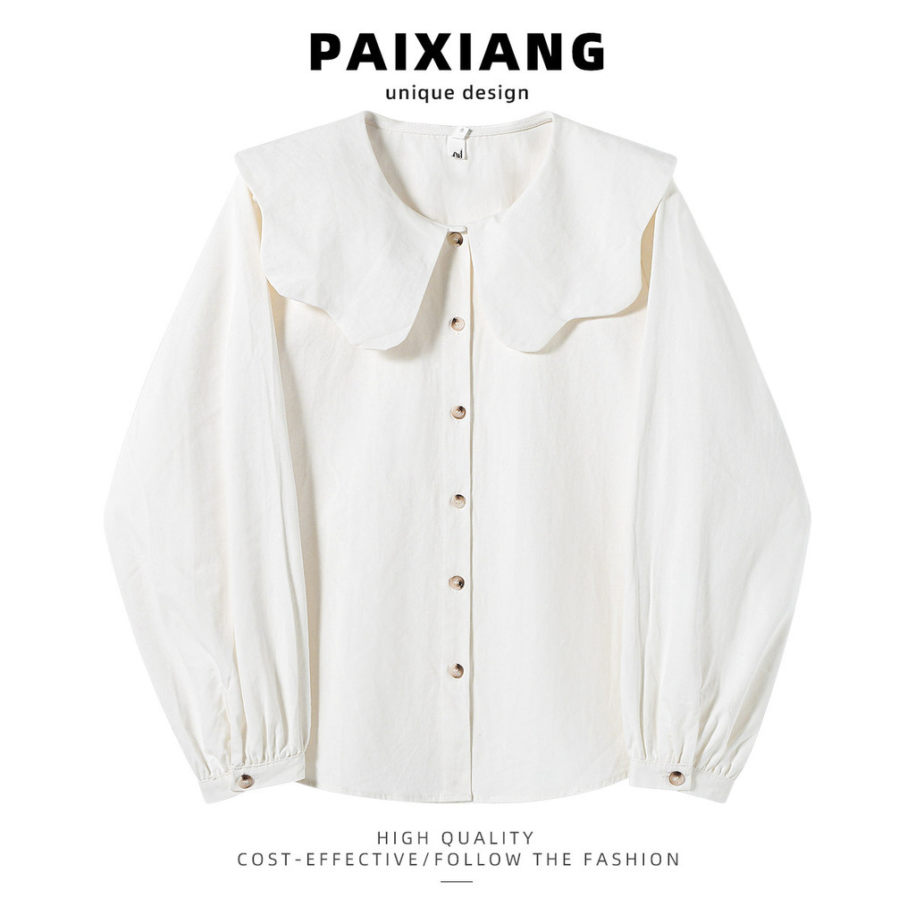 áo babydoll tay phồng áo babydoll Áo sơ mi trẻ trung phong cách đại học PAIXIANG