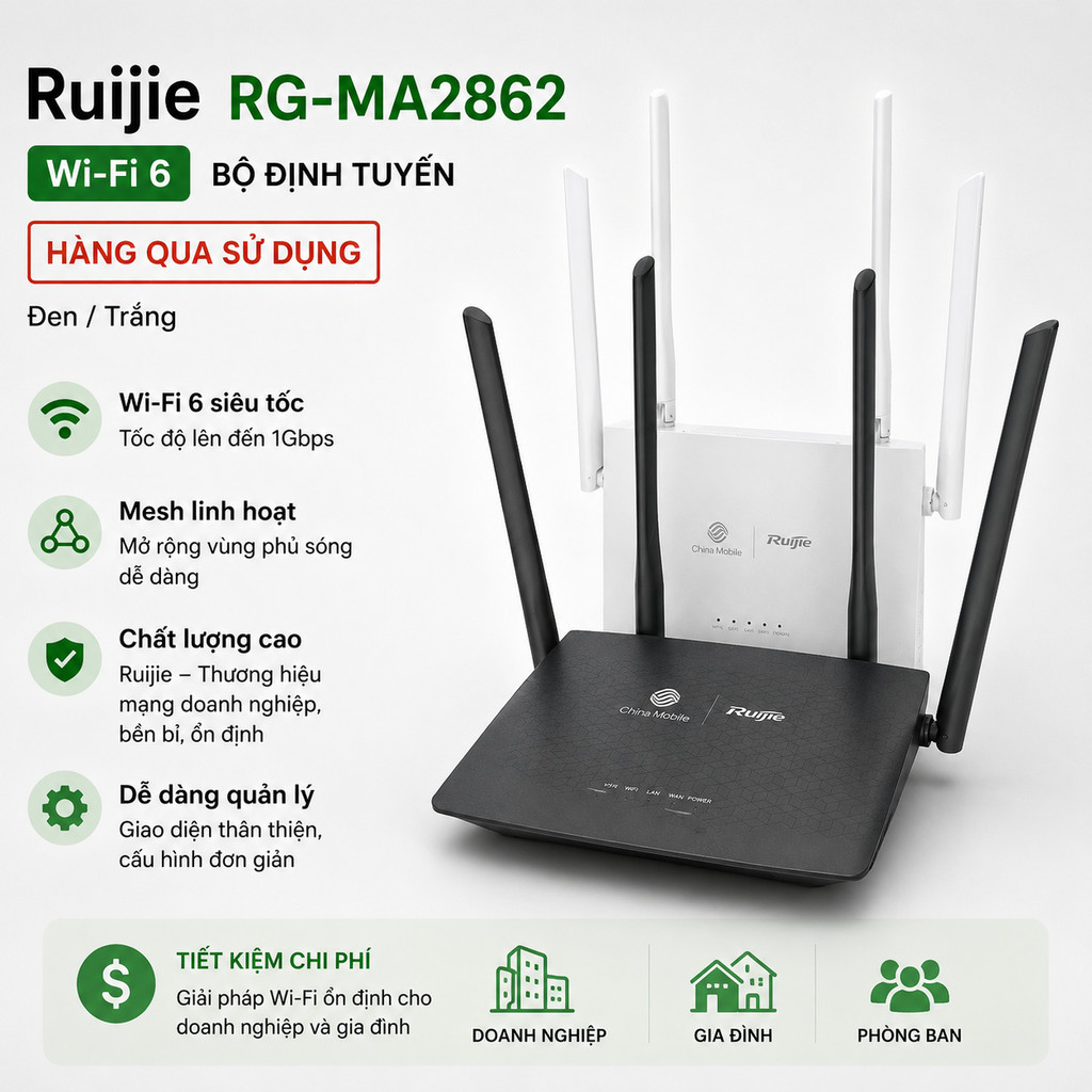 QUA SD - Ruijie RG-MA2822 RG-MA2822 RG-MA2862 RG-MA2820 MESH WIFI6 AX1800 HÀNG qua sử dụng