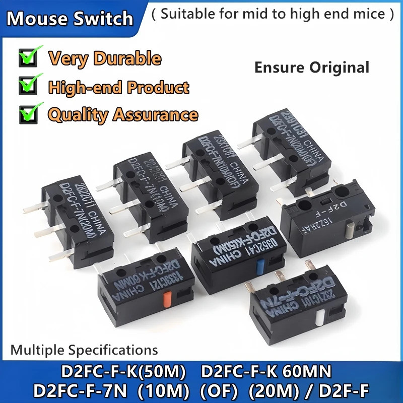 2 chiếc Chuột Micro Switch Công tắc nút chuột chính hãng và chất lượng cao D2FC-F-7N 10M 20M 50M Raz