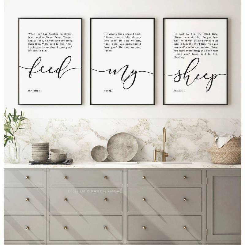 Feed My Sheep John 21 Canvas Prints, Christian Bible Verse Nghệ thuật treo tường để trang trí nội th
