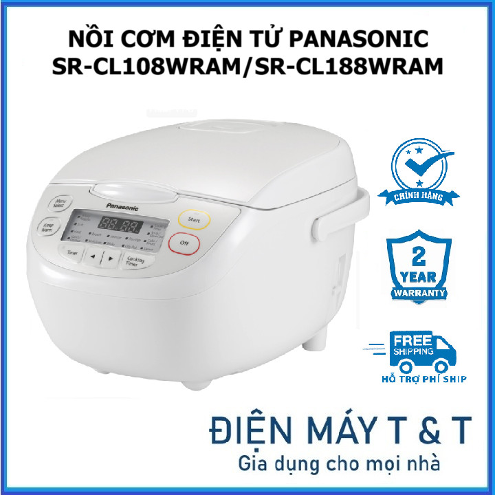 Nồi cơm điện tử Panasonic 1 lít SR-CL108WRAM/1.8 lít SR-CL188WRAM - Hàng chính hãng - Bảo hành 12 th