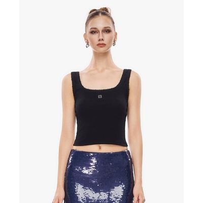 GIGI - Áo hai dây nữ cổ vuông phom croptop viền ren_G1208T252314-66