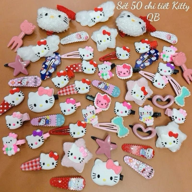 Set 50 Kẹp Tóc Hello Kitty Siêu Đáng Yêu Cho Bạn Nữ
