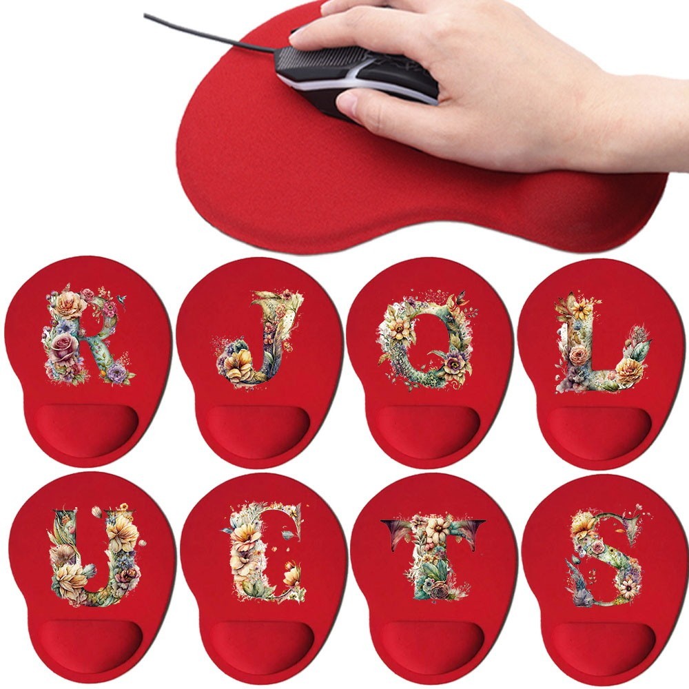Non-slip mouse pad Soft mouse pad PC laptop ergonomic mouse pad, wrist pad wrist support floral lett