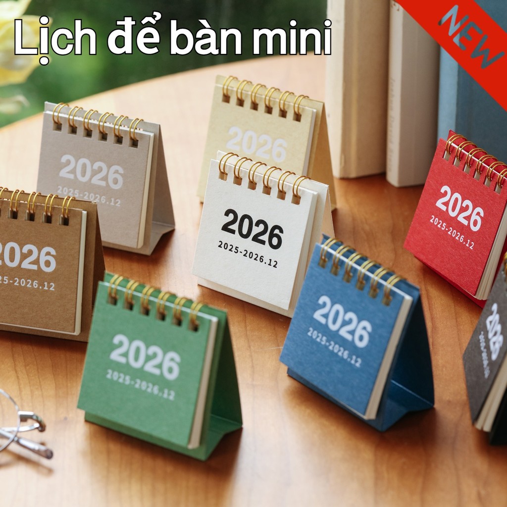 🔥⚡COD⚡Lịch Mini 2026 Để Bàn /Lịch Xoắn Dây Cho Học Sinh/Trang Trí Bàn Làm Việc/Planer Ghi Chú Hàng N