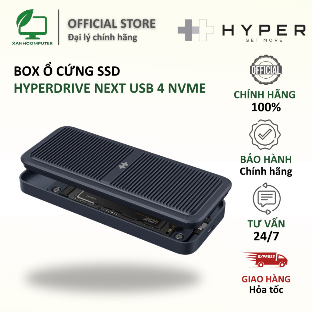 Box Ổ Cứng SSD Hyperdrive Next USB 4 - 40Gbps Nvme SSD Enclosure Black