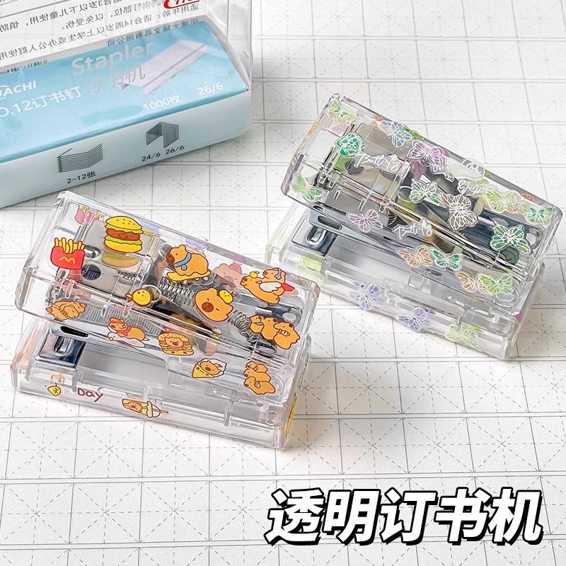 Máy ghim trong suốt trong suốt Học sinh Sử dụng Máy ghim cầm tay Mini Máy ghim cầm tay gia đình Tiết