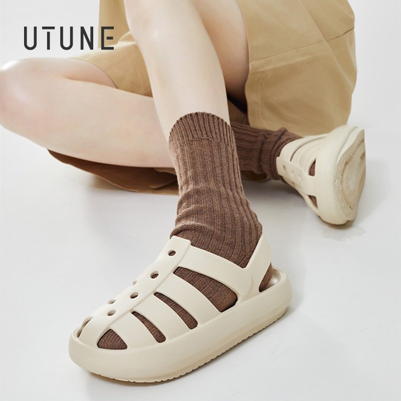 FD3 UTUNE Xăng đan La Mã Cho Nữ Giày Đi Biển Ngoài Trời Mùa Hè Đệm Dày Thoáng Khí Chống Trơn Trượt Đ