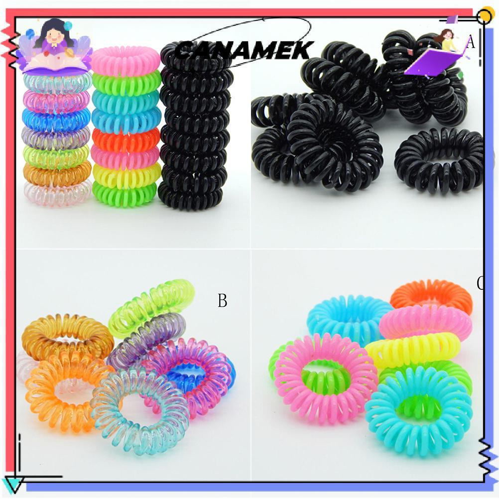 CANAMEK 10 Chiếc Nhựa Dây Buộc Tóc Xoắn Ốc Dây Buộc Tóc Không Nhăn Cuộn Dây Buộc Tóc Đuôi Ngựa CSF