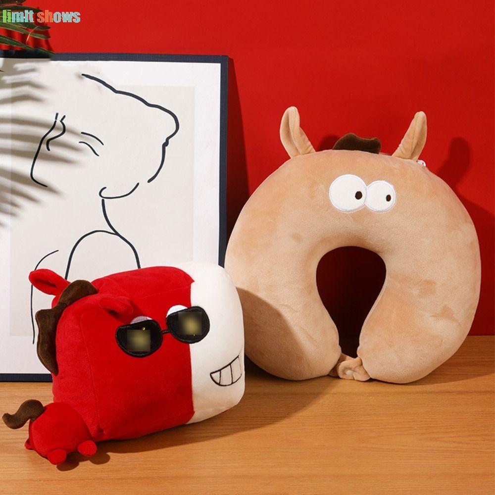 LIMIT SHOWS Gối hình chữ U ngựa biến dạng, Gối cổ mềm hạt xốp, Quà tặng gối ngủ văn phòng 2 trong 1 