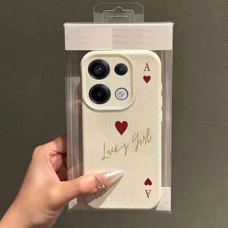 Ốp điện thoại họa tiết vải lanh họa tiết Ace of Hearts thời trang cho Mi POCO X7 X6 F5 X5 M6 F6 F7 P