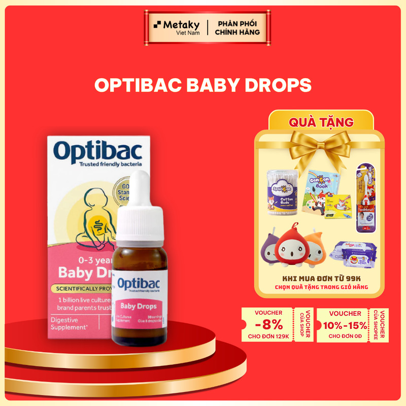 Men Vi Sinh Optibac Baby Drops 10ml - Dạng Giọt Cho Bé 0–3 Tuổi, Hỗ Trợ Tiêu Hóa