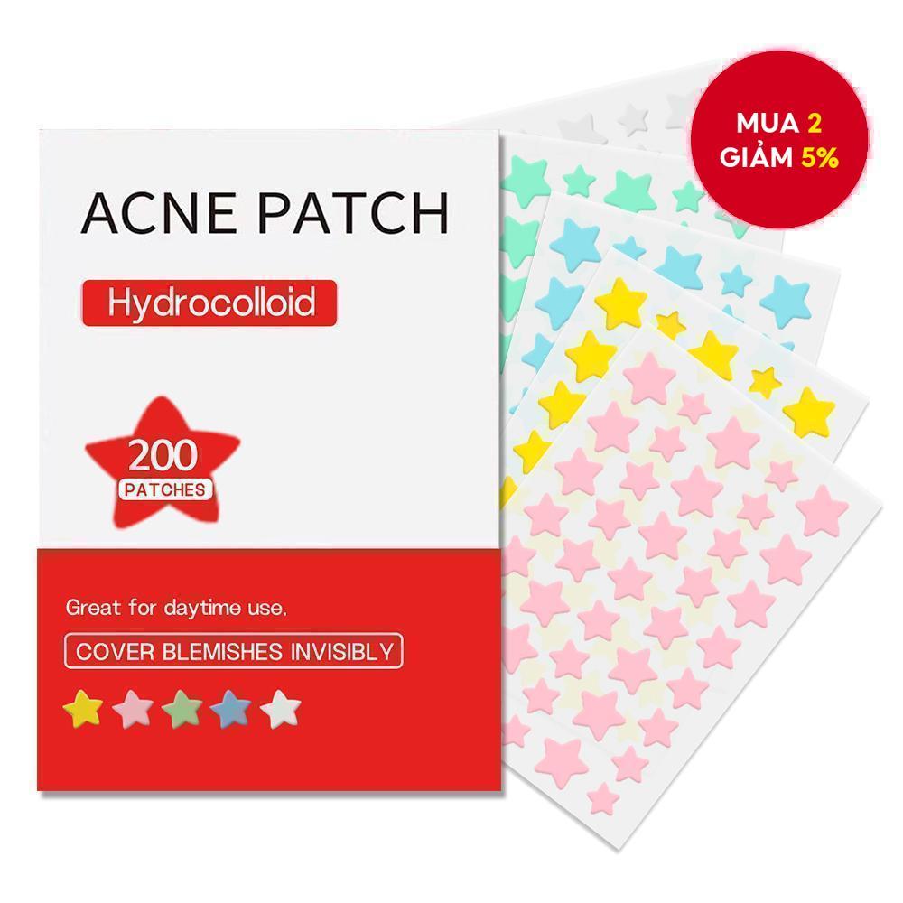 200 miếng dán mụn cho mặt, miếng dán mụn hydrocolloid, miếng dán hình ngôi sao dễ thương, miếng dán 