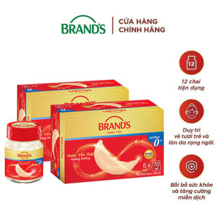 Combo 2 Nước yến thật BRAND'S Không Đường (70 ml x 6 lọ)