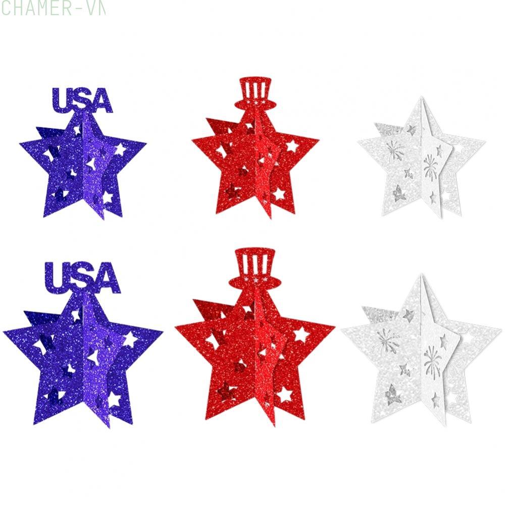 【CHAMER】6 Pack Paper 3D Star Decorations for Independence Day Party Patriotic July 4th【HomeLiving】