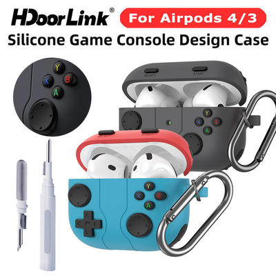 Ốp Tai Nghe Silicon HdoorLink Cho Airpods Pro 4 / 3 Thiết Kế Máy Chơi Game Với Nút 3D Vỏ Bảo Vệ Chống Sốc Có Móc Khóa