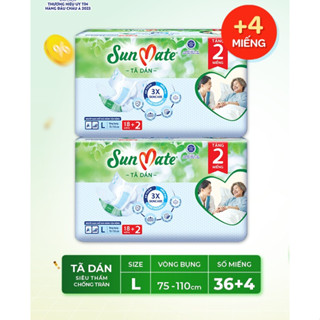 Combo 2 tã dán người lớn Sunmate mới M18/L18/XL18 + 2 miếng