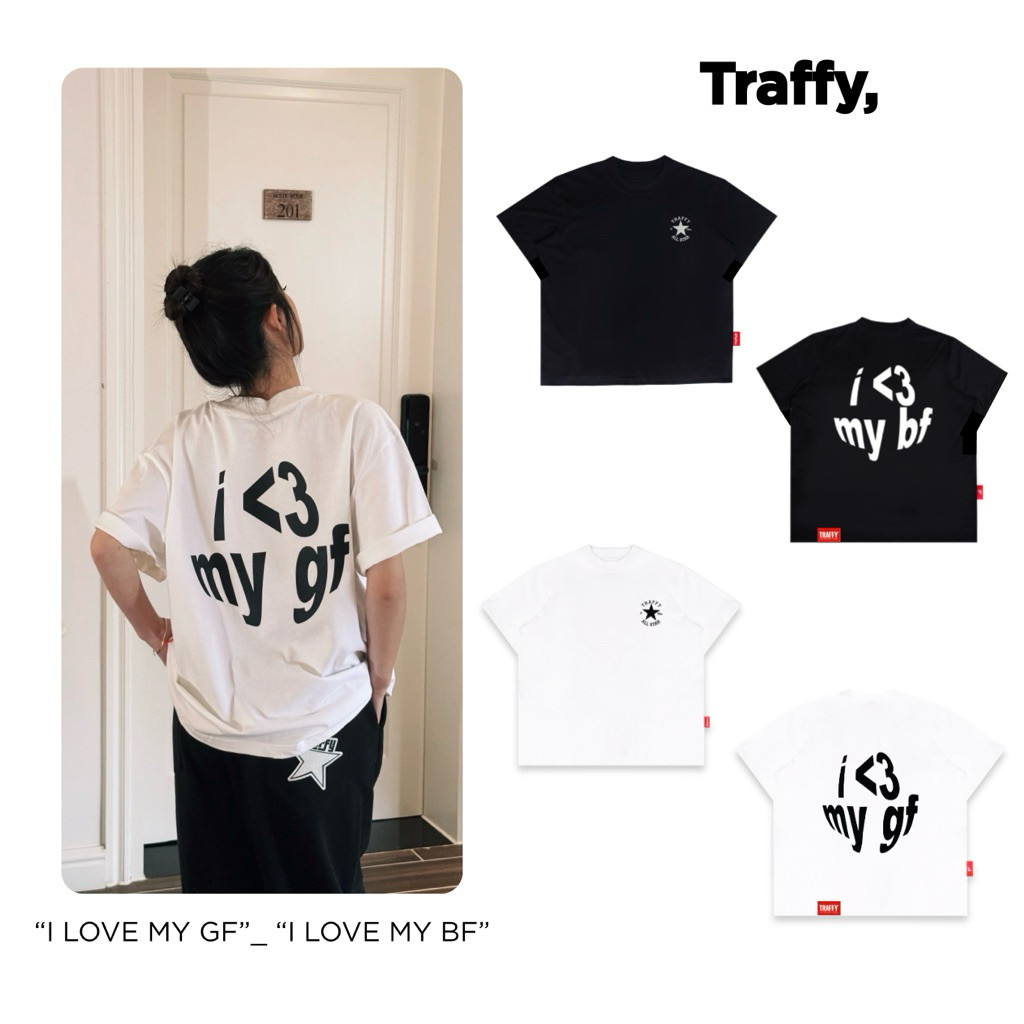 [NEW] Áo Thun TRAFFY "I Love My Gf" “I Love My Bf” Stargirl/ Starboy Form Regular Cotton 2 Chiều Uni