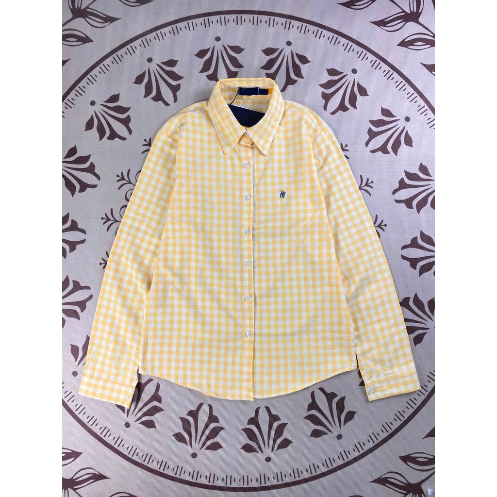 Ralph Laure* Little Pony Checkered POLO Cotton Sun Protection Shirt Spring Summer Casual Top Long Sl