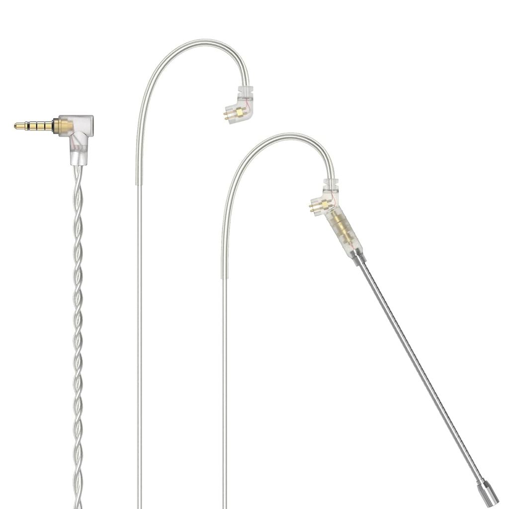 Cáp IEM 2 chân Cubilux 3,5 mm có micrô, Cáp tai nghe OFC mạ bạc có MIC bùng nổ cho Wan 'er S.G, ZS10
