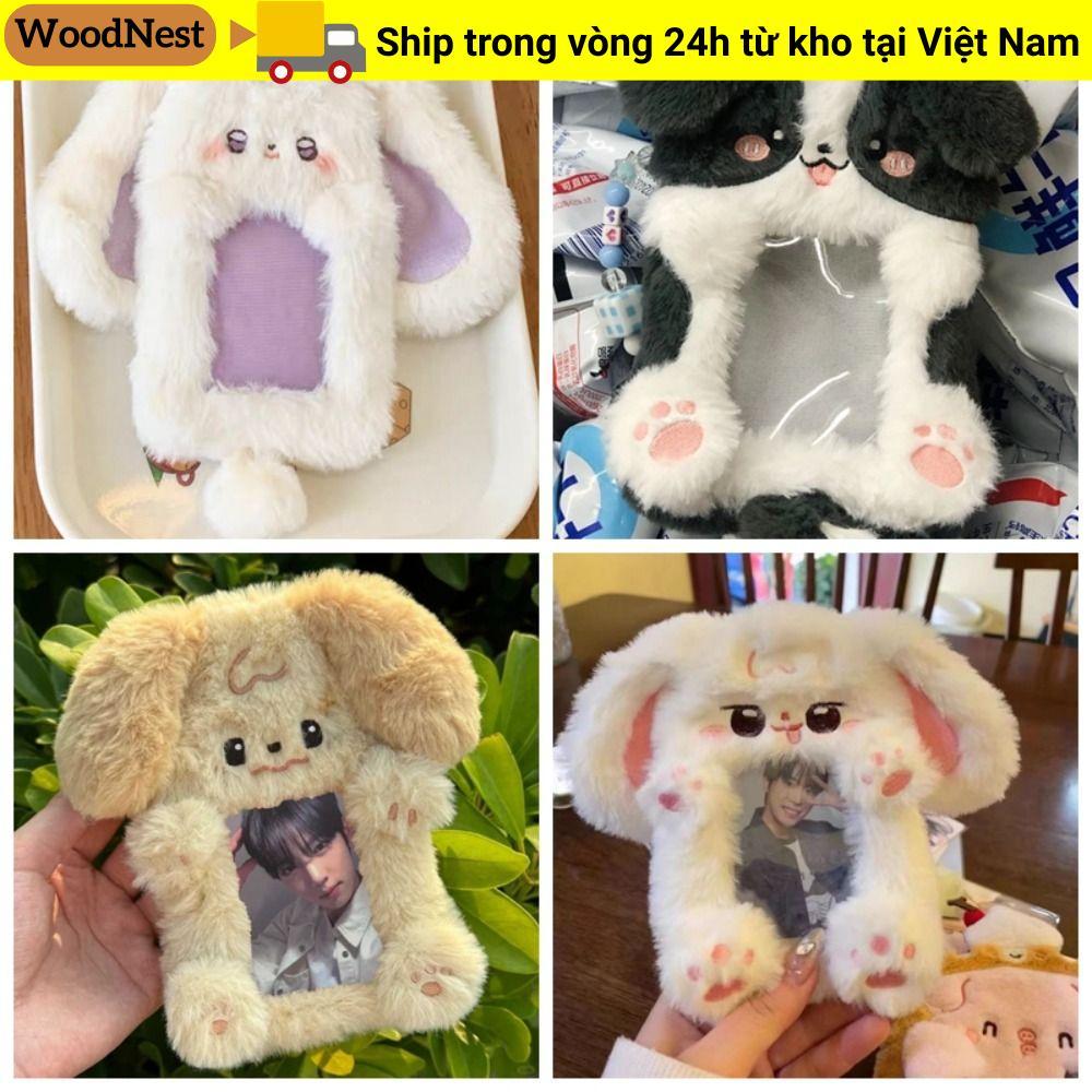 Card quang WOODNEST, Thỏ tai lớn / Collie Border Collie Hộp đựng thẻ ảnh đa chức năng, Thẻ sang trọn