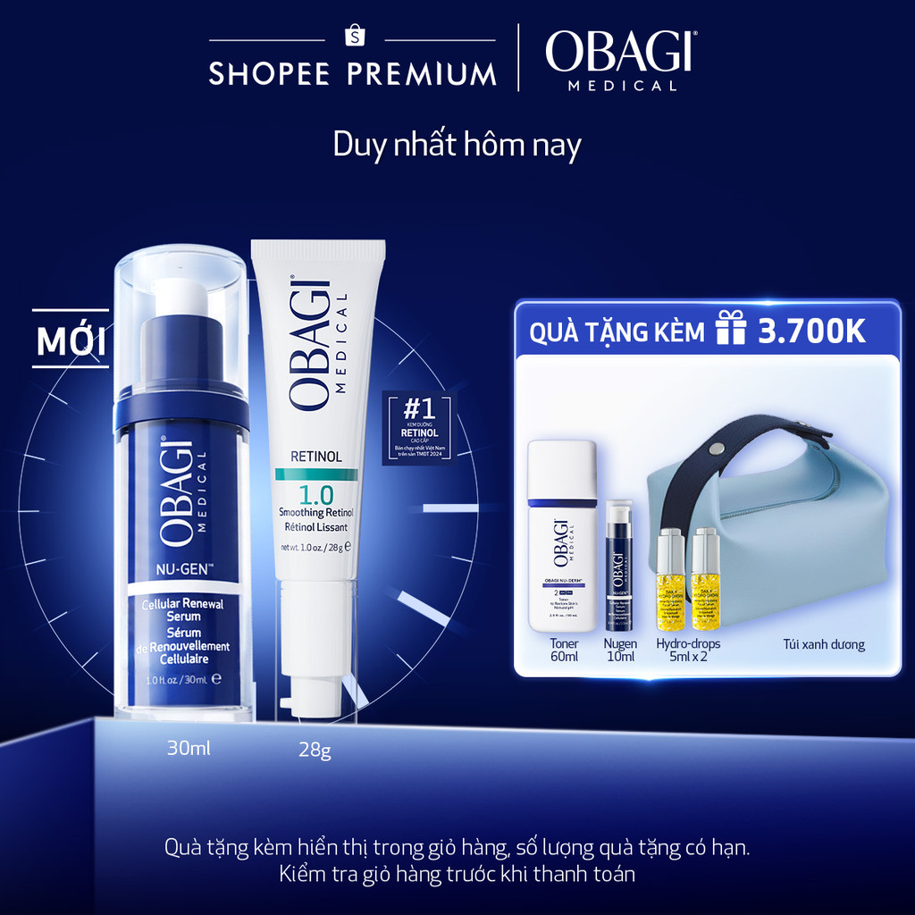 Combo Serum Kích Hoạt Năng Lượng Tế Bào Obagi Nugen 30ml & Kem dưỡng Obagi Medical Retinol 1.0