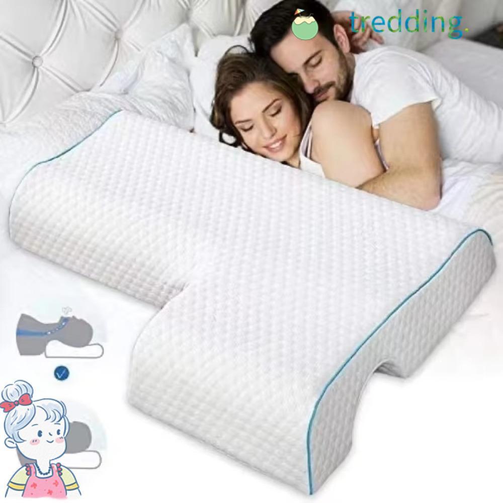 Gối đôi TREDDING491, Gối ngủ hai tay không áp lực dành cho cặp đôi, Gối ngủ chỉnh hình thoáng khí