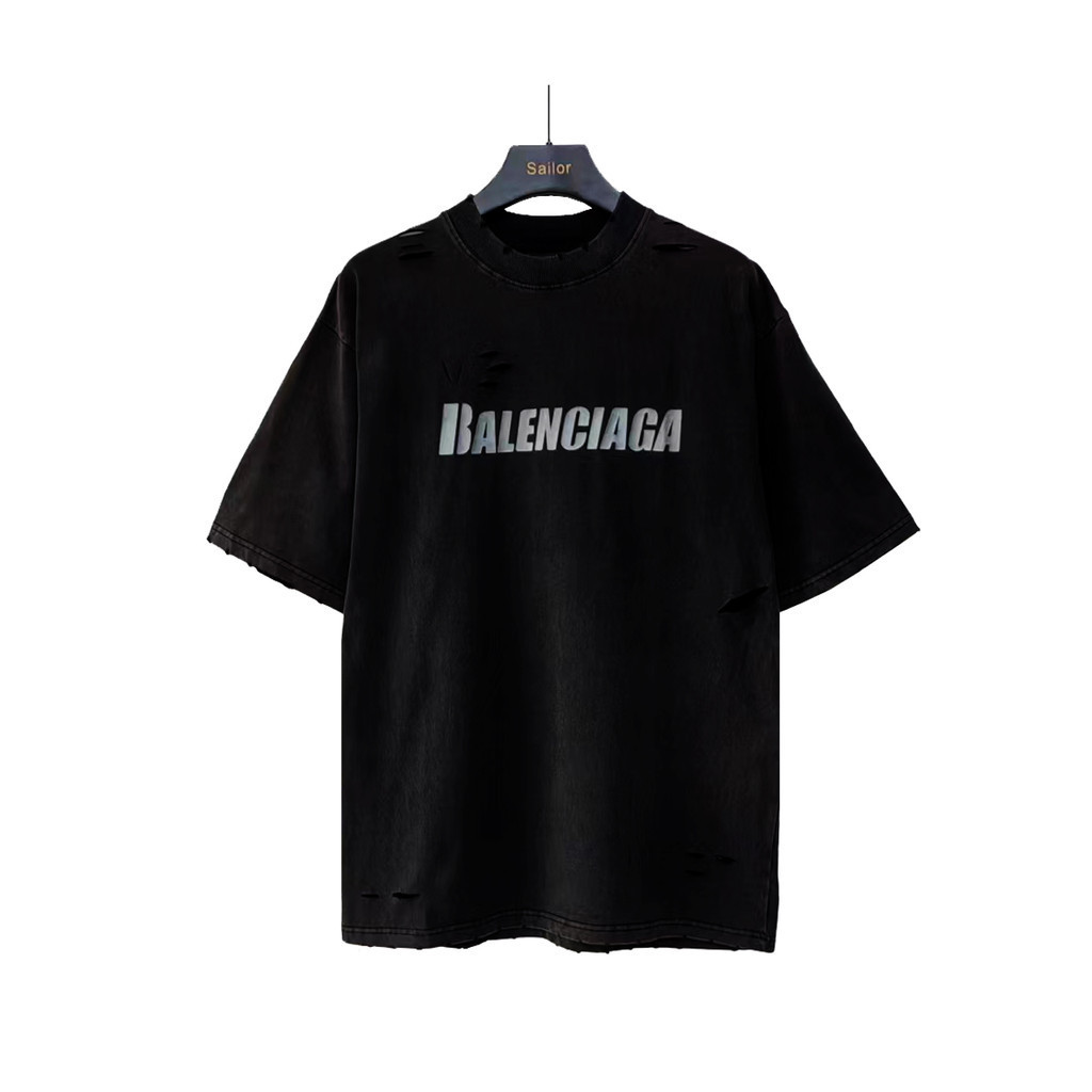 BALENCIAGA / BALENCIAGA 2026 Áo thun ngắn tay cổ tròn cổ điển Nam Nữ Cao cấp Thoải mái Thoải mái Tho