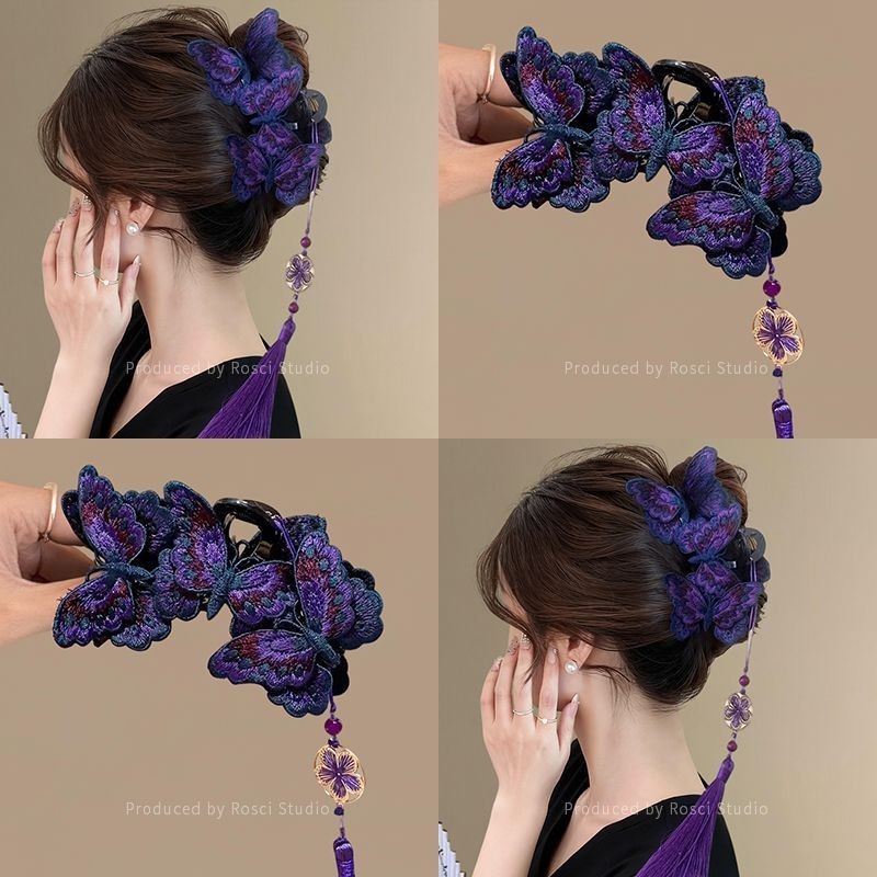 Mới Phong Cách Trung Hoa Phong Cách Trung Hoa Thêu Bướm Lấy Kẹp Nữ Cổ Cao Cấp Sườn Xám Phụ Kiện Tóc 