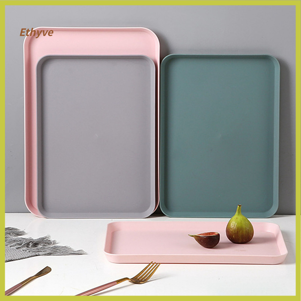 Ethylen Bắc Âu Đơn Giản Hình Chữ Nhật Trái Cây Món Tráng Miệng Nhựa Khay Bảo Quản Đồ Dùng Nhà Bếp