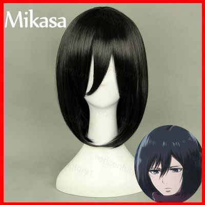 Tóc giả cosplay Mikasa Ackerman - Tóc đen thẳng ngắn, phù hợp anime outfit và Halloween