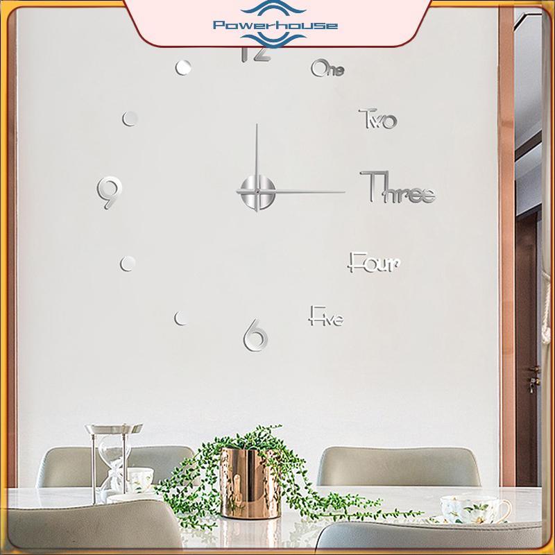 POWER 1Pc 3D Wall Clo Mirror Wall Stiers Creative DIY Wall Clos Thiết kế hiện đại Tắt tiếng Đồng hồ 