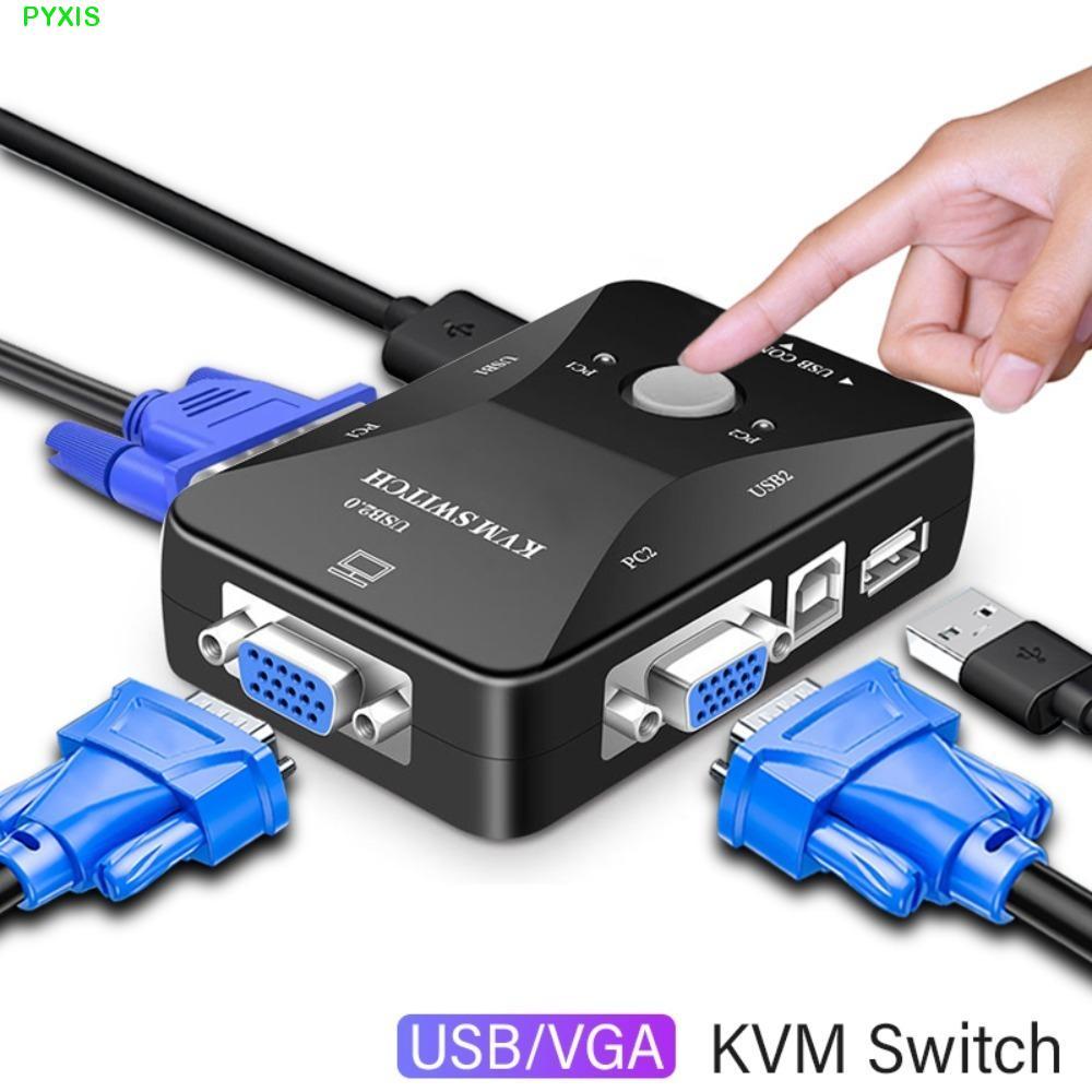 PYXIS USB 2.0 KVM Switch Splitter, 2 trong 1 Out KVM 2 cổng VGA KVM Switch, Thao tác đơn giản VGA Bộ