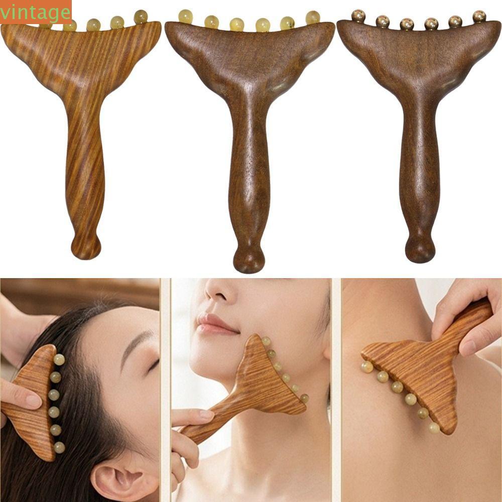 VINTAGESHOPE Kinh Tuyến Lược Massage, Quả Bóng Đồng / Sừng Nàng Tiên Cá Thiết Kế Đuôi Dụng Cụ Gua Sh