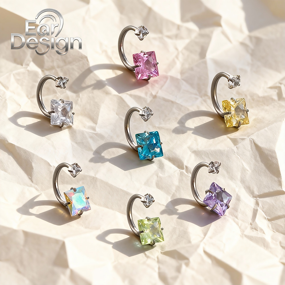 1 Mũi Septum Xuyên CZ Zircon Thép Không Gỉ Vòng Tròn Bông Tai Sụn Tragus Daith Body Piercing Trang S