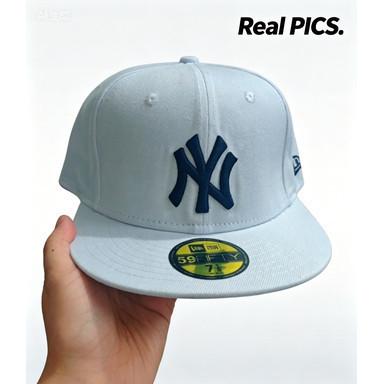 Nam New York Yankees New Era Trắng đen 59FIFTY Mũ được trang bị nhiều màu thêu ngoài trời mũ che nắn